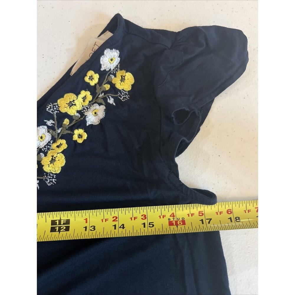 Loft Ann Taylor Size small petite Womens Dress Embroidered Floral Knit blue - Picture 7 of 8